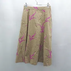 ◇ Θ gallardagalante ガリャルダガラン 刺繡入り 膝下丈 プリーツ スカート サイズF ブラウン系 レディース E  【1507080001907】のサムネイル