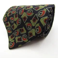 ミラショーン ブランド ネクタイ リバーシブル 総柄 ドット 幾何学模様 ウール イタリア製 PO  メンズ ブラック mila schon 【中古】