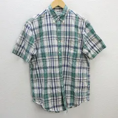 z■エルエルビーン/L.L.Bean 半袖BDシャツ/チェックシャツ【M】緑/men's/31【中古】■