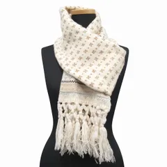 美品 ローレンラルフローレン LAUREN RALPH LAUREN 総柄 マフラー フリンジ オフホワイト/マルチ レディース メンズ ユニセックスのサムネイル