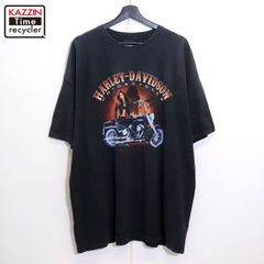 00sUSA製☆ハーレーダビッドソンTシャツ バイカラー バックロゴ 
