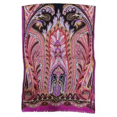 ETRO エトロ スカーフ ストール ショール アクセサリー 小物 ペイズリー柄 総柄 シルク ウール ピンク マルチカラー