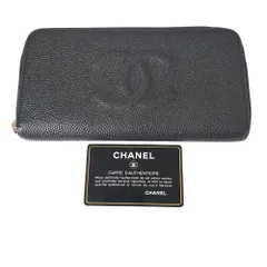 【中古品】CHANEL シャネル キャビアスキン ココマーク ラウンドファスナー 長財布 A50071 ブラック A92252RK