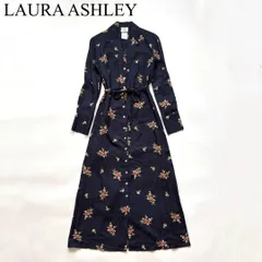 【LAURA ASHLEY】ローラアシュレイ フラワー 花柄 総柄 ロングワンピース ベルト リボン フレア ドレス