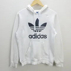 Q■アディダスオリジナルス/adidasトレフォイルロゴ スウェットパーカ■白【メンズM】MENS/52【中古】