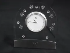 ■美品■ WEDGWOOD ウェッジウッド プシュケ クリアクロック クォーツ 置き時計 インテリア クリア×シルバー系 DJ9933
