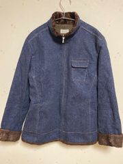 ELLE SPORTS デニムジャケット　ファー付き　裏地付き　レディース　Lサイズ