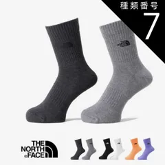 種類7：(KW)TNFブラック×TNFホワイト/L 靴下 ソックス THE NORTH FACE TNF ロゴ 2P クルー TNF Logo 2P Crews 2足セット 抗菌 防臭 ユニセックス オーガニックコットン ベージュ ブラウン グレー ブラック 