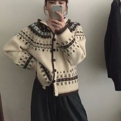 セーター 高級感 レトロ フード付き カーディガン レディース 秋冬 新作 合わせやすい ニットアウターFS3197