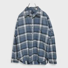 【美品】【GAP】『ギャップ』[チェックシャツ] 長袖シャツ ブルー系 (L) 商品A79 管理C