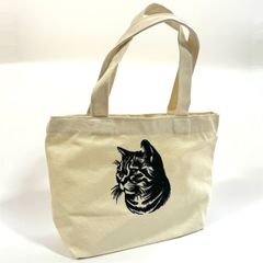 キジトラ猫の刺繍トートバッグ（小）