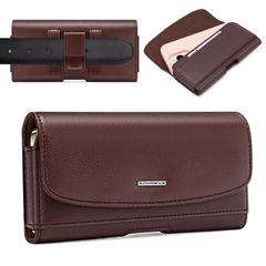 【人気商品】nuoku スマホポーチメンズ 横型 スマホベルトホルダー iPhone 15/14/13/12 Pro Max/Plus Galaxy S22/S23/S20 /Note9/Note10 など6.7インチスマホ対応 (コーヒー色 横型 6.7