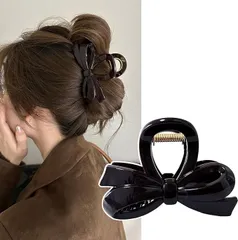 ヘアクリップ 大きめ クリップ 髪留め バレッタ ヘアアクセサリー リボン バンスクリップ 大きめ 大人 可愛い リボン 髪飾り 丈夫 強力 hair clip 髪クリップ 韓国風 通勤 通学 10.5cm (コーヒー) [コーヒー]