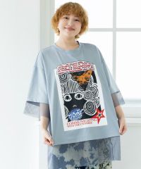 ScoLar（スカラー）スカラーちゃん柄メッシュ切替BIG-T　アイボリー、ブラック、サックス　152631