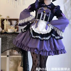 新品 未使用 誓約メイドデザイン ロリータ洋装 可愛い短袖花苞風ワンピース コスプレ 衣装 イベント ハロウィン 推し活 メイド風ファッション サイズ展開：S M L カラー：ブルー・ブラック・パープル・ピンク・グリーン 手袋・エプロン付き
