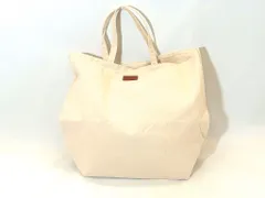 【215744】genten ゲンテン  トートバック キャンバス 帆布 革タグ オフホワイト