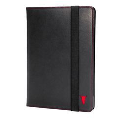 【在庫処分】- TORROケース iPad 10.9インチ第10世代と互換性あり - スタンド機能とスリープ/ウェイク機能付きの本物のレザー製iPad第10世代2022ケース (黒色に赤のディテール)