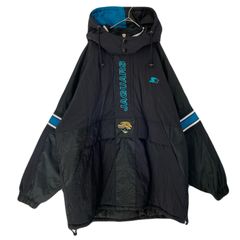 【海外規格XL】古着　STARTER　中綿ハーフジップナイロンジャケット　NFL　Jacksonville Jaguars　刺繍ロゴ　バックロゴ