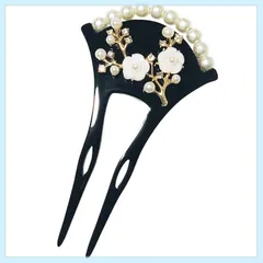 かんざし 髪飾り 和装 パール 留袖/バチ型/浴衣/着物【＆JuJu】 (フラワー)