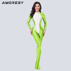 Amoresy Mystaraシリーズ 長袖全身タイツ レオタード バイカラー タイトフィット ワンピーススーツ  コスプレ衣装