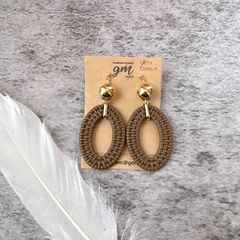 21【SALE】ラタンフレームピアス［サージカルステンレス］※イヤリング変更可能