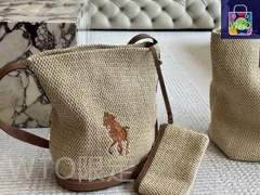【今日WTO】Ralph Lauren ラルフローレン ラフグラス編みバケツバッグシリーズ 牛皮を組み合わせ高品質仕上げ-WTO輸入2-KD46
