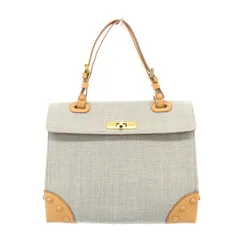ジョルジオアルマーニ GIORGIO ARMANI トップハンドル フラップ ハンドバッグ  レザー グレー 茶 ブラウン /YQ ■OSのサムネイル