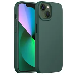 【迅速発送】JEDirect iPhone13 シリコンケース(6.1インチ専用) シルキーソフトタッチフルボディ保護ケース マイクロファイバーライニング付き耐衝撃カバー (ミッドナイトグリーン)