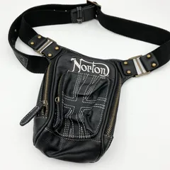 Norton ノートン ウエストバッグ ウエストポーチ PUレザー ユニオンジャック ボディバッグ ブラック 黒 鞄 カバン バイク バイカー ツーリング メンズ SG331-7