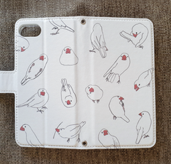 TORINOS 全機種対応　手帳型スマホケース（対応ケース、カメラホール付）文鳥