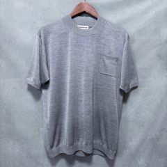 LightUp Travel Partner トラベルパートナー ジャケットに合う 洗える シルク モックネック Tシャツ 半袖 ニット size.M グレー 定価2万円