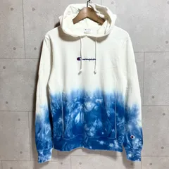 Champion チャンピオン REVERSE WEAVE リバースウィーブ グラデーション パーカー タイダイ 染め フーディ プルオーバー スウェット トップス M ロゴ 刺繍 ホワイト ブルー 白 青 メンズ SG348-4