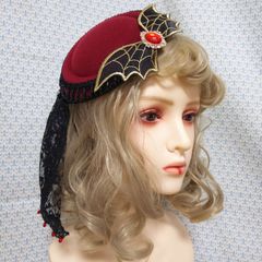 Fairy Mead◆Vampire Jewel トークハット◆ワインレッド 黒