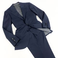 47e9 OSHIMA Tailaring オオシマ テーラリング ストラスブル HOLLAND生地 ビスポーク 3B シングルスーツ ３ピース セットアップ M相当 ネイビー メンズ 男性用 フォーマル
