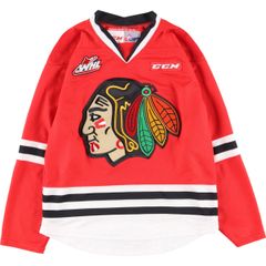 古着 90年代 CCM NHL CHICAGO BLACKHAWKS シカゴブラックホークス 七分袖 Vネック メッシュ ゲームシャツ カナダ製/eaa432847