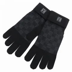 未使用品△正規品 2020年 LOUIS VUITTON ルイヴィトン M70008 ゴン・プティ ダミエ ウールニット 手袋/グローブ ダミエグラフィット 黒系のサムネイル
