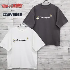 新品 メンズ トムとジェリー TOM&JERRY トムジェリ コンバース CONVERSE コラボ 半袖 Tシャツ 半袖Tシャツ ティーシャツ プリント 刺繍 ロゴ オーバーサイズ ビッグシルエット レディース 白 ホワイト スミクロ インクブラック