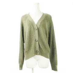 ロペピクニック ROPE Picnic カーディガン ニット Vネック 長袖 ペーパータッチ シャリ感 さっくり 40 緑 グリーン くすみ /CK6