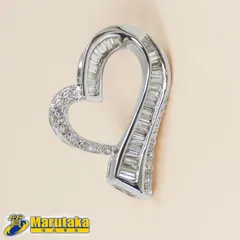 【K18WG】ダイヤモンド オープンハート ペンダントトップ 18金ホワイトゴールド 逸品質屋 丸高 23k88-3 中古 送料無料 K18 White Gold Diamond PendantTop Open Heart