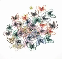 【数量限定】モチーフ アップリケ パッチ アイロン両面接着シート付No.16 工芸品の装飾 服 DIY (カラフル蝶々24枚セット) 縫製 刺繍ワッペン Sweetimes