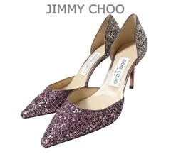 新品同様 JIMMY CHOO ジミーチュウ ESTHER セパレートパンプス ポインテッドトゥ ピンヒール グリッター ラメ ピンク サイズ35.5 約22.5cm レディース