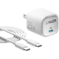 【新品・3営業日で発送】ANKER アンカー Anker Charger (25W) with USB-C ＆ USB-C ケーブル (ホワイト)