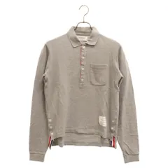 THOM BROWNE (トムブラウン) トリコロール コットン 長袖ポロシャツ グレー 01103C4010のサムネイル