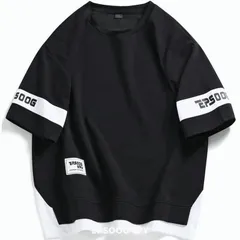 Tシャツ メンズ 半袖 トップス クルーネック 男性 夏 重ね着風 スポーツ ゆったり 半袖 シンプル カジュアル おしゃれ かっこいい 薄手 お