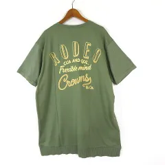 ロデオクラウンズワイドボウル RODEO CROWNS WIDE BOWL RCWB ドッキング ロゴ ニット ワンピース カットソー ロゴ 刺繍 ポケット オーバーサイズ 半袖 F カーキ