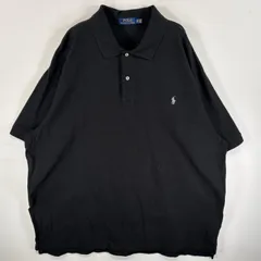 古着 ポロ・ラルフローレン POLO RALPH LAUREN 半袖 ポロシャツ ワンポイント ロゴ 刺繍 大きいサイズ 2ボタン 3XB  ブラック 無地 メンズ