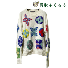 ルイヴィトン LOUIS VUITTON ヴァージルアブロー 20AW マルチカラー モノグラム クルーネック セーター RM202M UTF HJN05W サイズL ホワイト