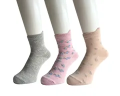 [モードセレクト] ソックス レディース 介護 靴下 3足組 片手で履ける 口ゴムゆったり 綿混 靴下 施設 病院 可愛い 花柄 3足セット（柄お任せ） 