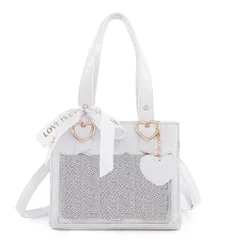 【在庫処分】ハート 甘め ショルダーバッグ 手提げバック トートバッグ いたばっぐ クリアポケット 痛バ 痛バッグ コンサート イベント Shining] 女子会 DAY 推し活 [ALL オタ活