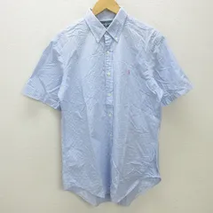 H■ラルフローレン/Ralph Lauren ギンガムチェック柄 半袖BDシャツ【16】水色/MENS■68【中古】